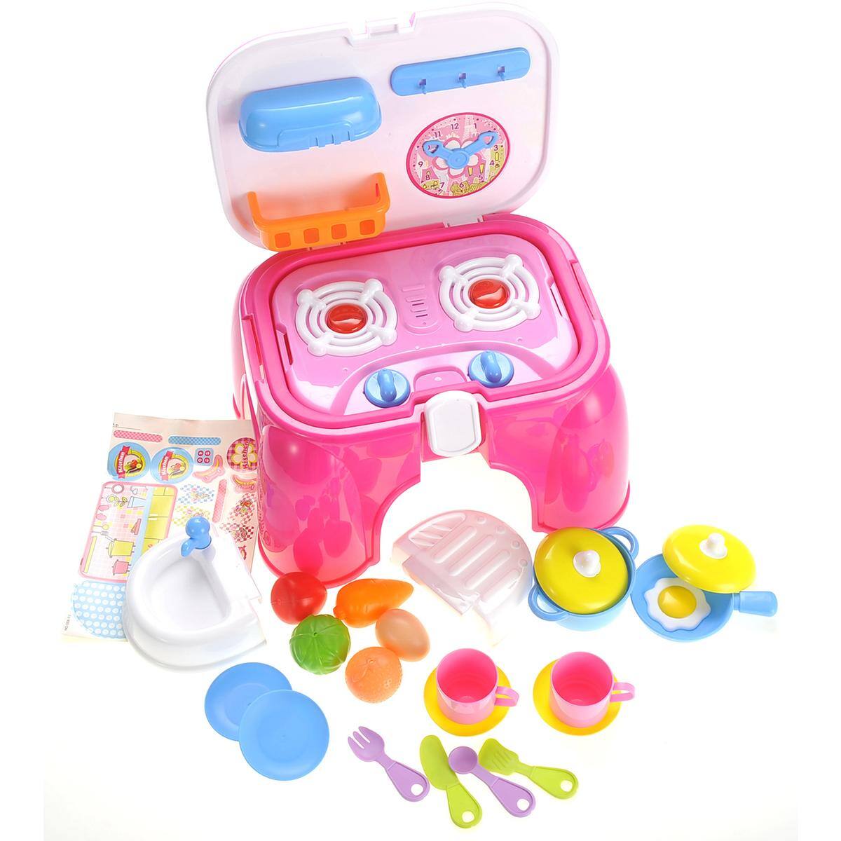 Back. JuzToys - Play Food Sets for Kids Kitchen, Cooking Toys with Lights and Sounds, Kitchen Toys Pretend Play for Toddlers 3-5 - Multi.