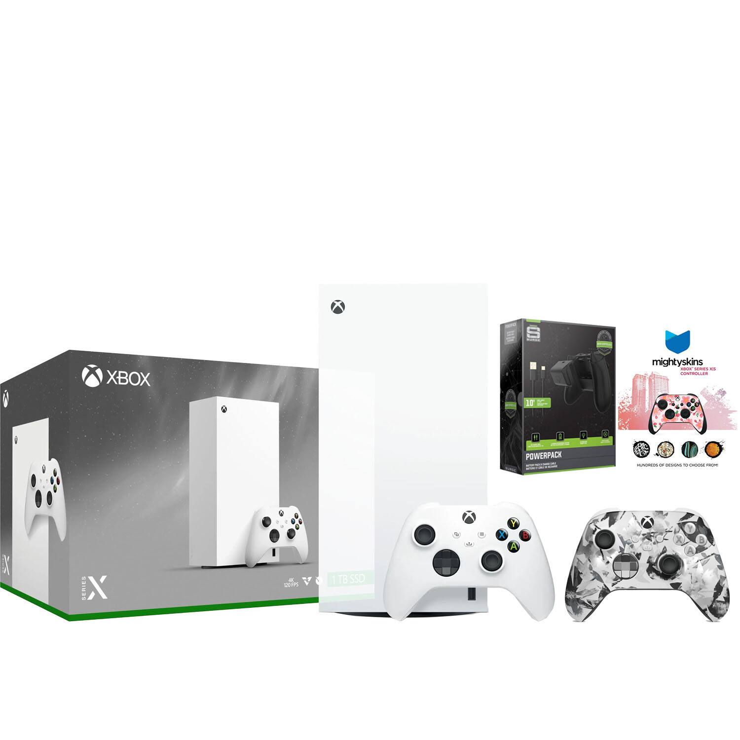 Xbox Series X 1TB Digital Console with Extra Controller, Battery Pack and MightySkins Code Bundle