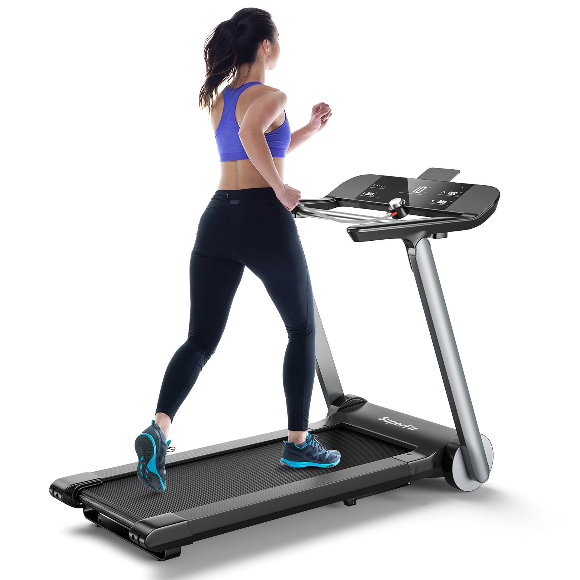 Costway - Folding Electric Treadmill Jogging MachineBluetooth10 Preset Programs - Black