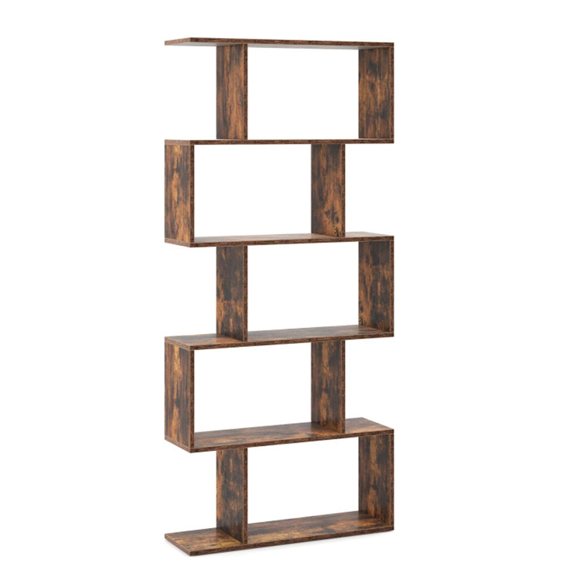 Alt View 3. Pefilos - 5-Tier Bookshelf with Anti-Toppling Device, Bookcase for Living Room Home Office, Brown - Brown.