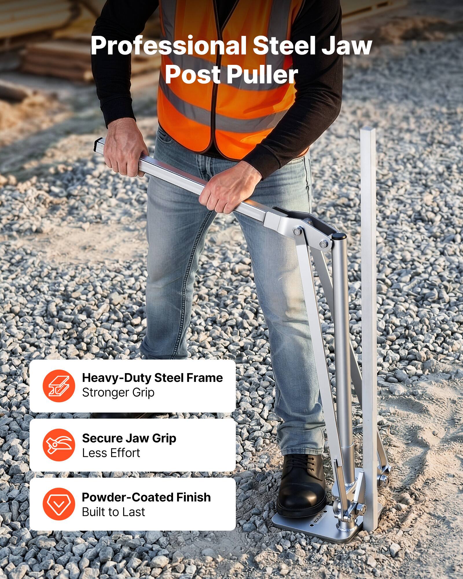 Professional Steel Jaw Post Puller

- Heavy-Duty Steel Frame
- Stronger Grip
- Secure Jaw Grip
- Less Effort
- Powder-Coated Finish
- Built to Last
