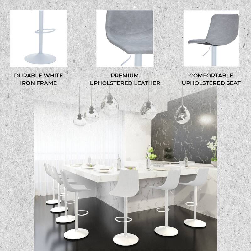 DURABLE WHITE IRON FRAME  
PREMIUM UPHOLSTERED LEATHER  
COMFORTABLE UPHOLSTERED SEAT