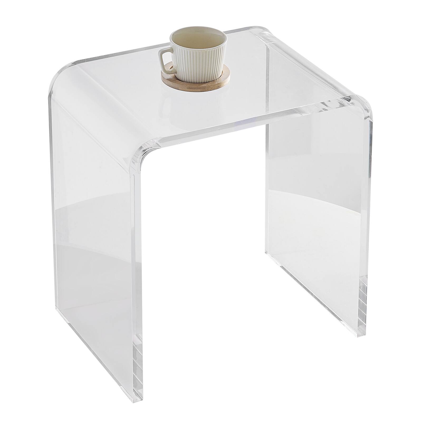 Alt View 4. VEVOR - Acrylic End Table, C-Shaped Lucite Side Table, Clear Acrylic Side Table for Drink, Food, Snack used in Living Room - Transparent color.