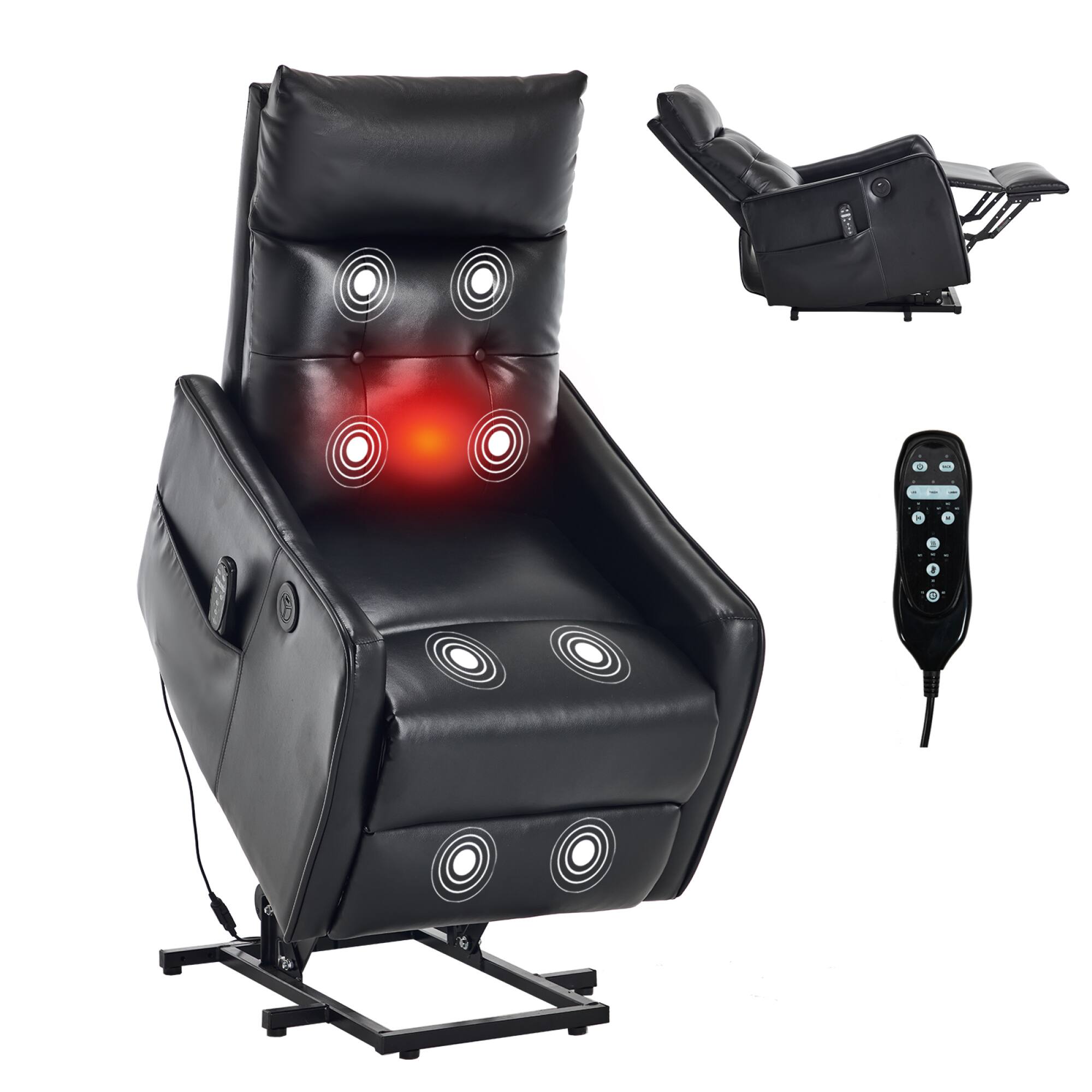 Alt View 6. GOODSILO - Single Motor Power Lift Recliner Chair with Massage and Heat Functions for Enhanced Comfort and Relaxation - Black.