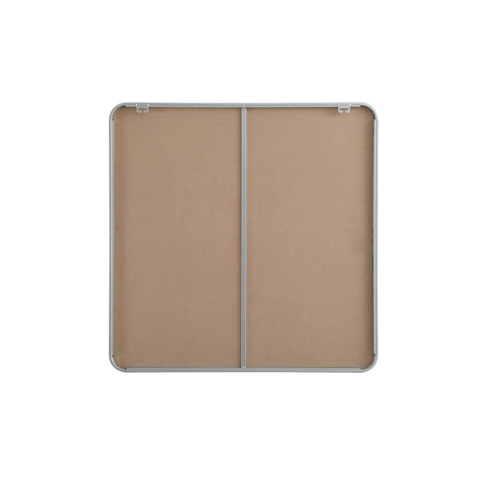 Angle. Elegant Decor - Contour Metal Rectangle Mirror 36x36 in Silver - Silver.