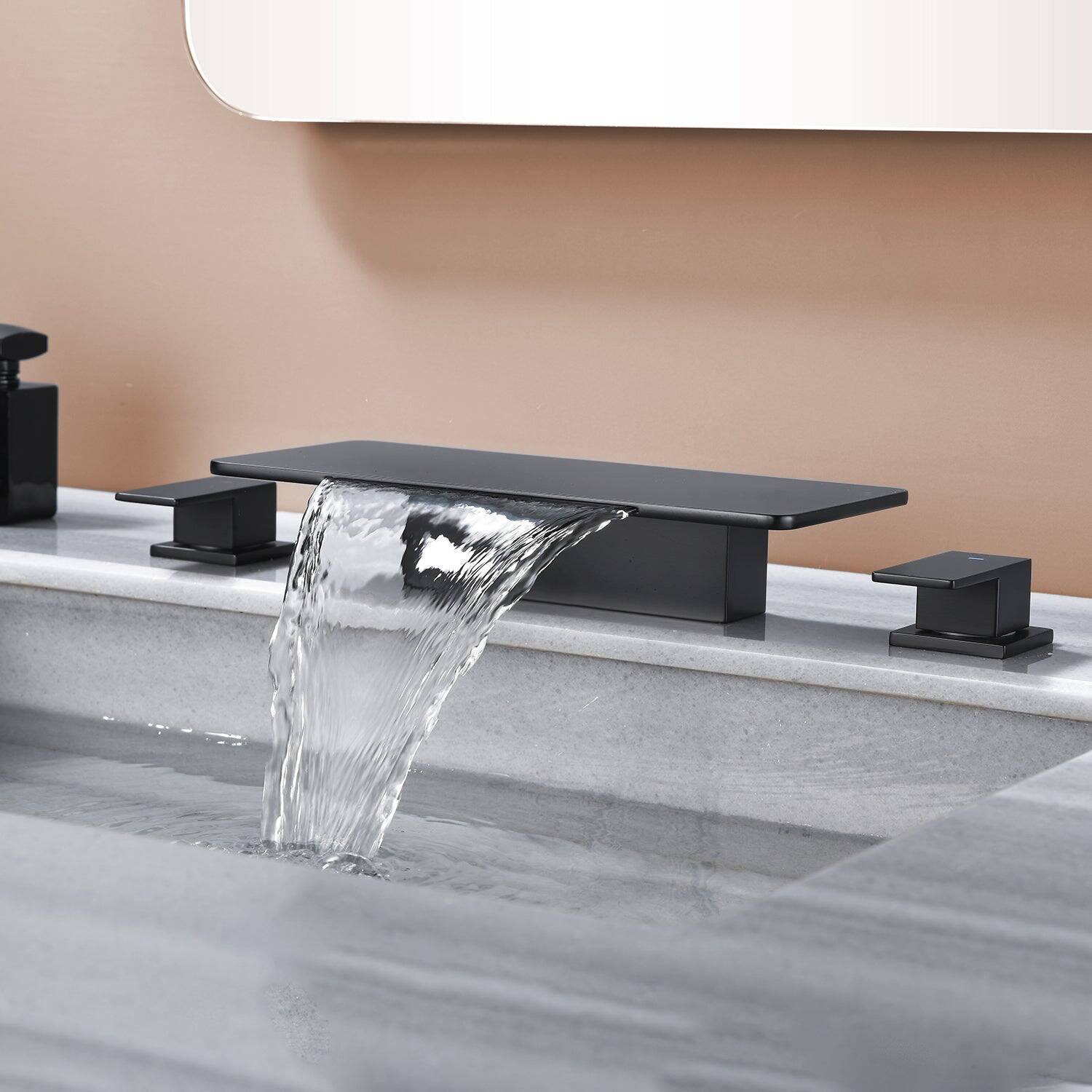 Alt View 4. Boyel Living - Black Faucet SUS304 Waterfall Spout cUPC Quick Connect Temporary Shelf - Matte Black.