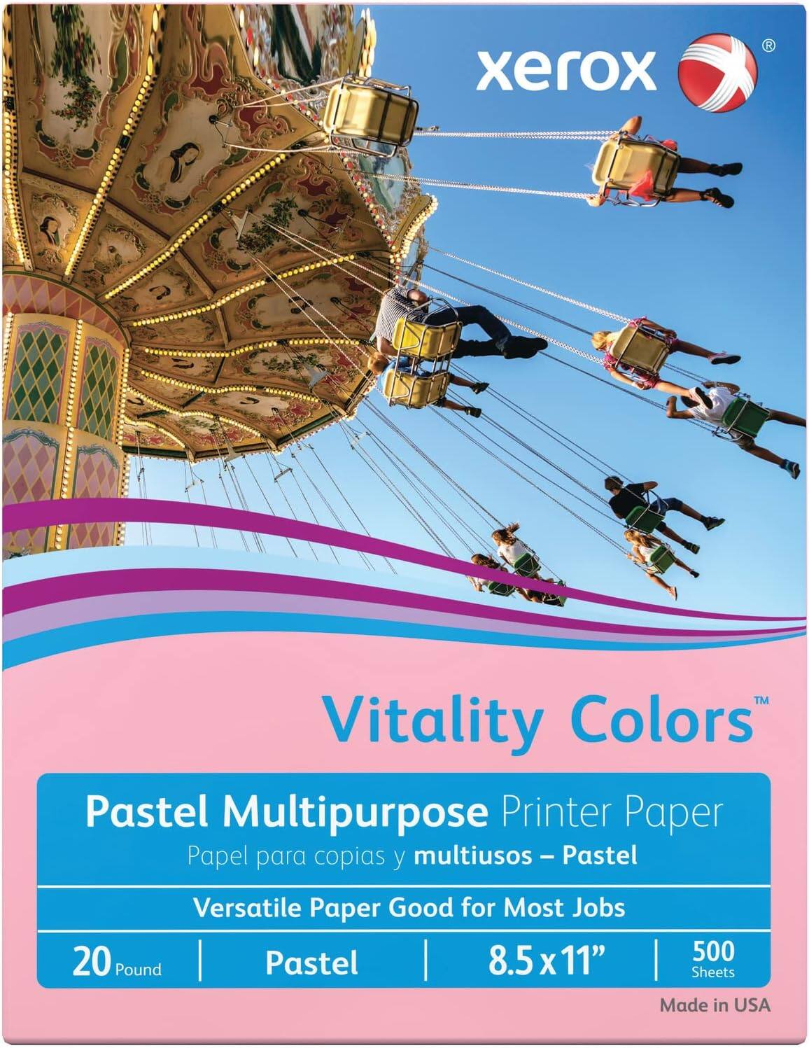xerox
Vitality Colors™
Pastel Multipurpose Printer Paper
Papel para copias y multiusos – Pastel
Versatile Paper Good for Most Jobs
20 Pound | Pastel | 8.5 x 11" | 500 Sheets
Made in USA