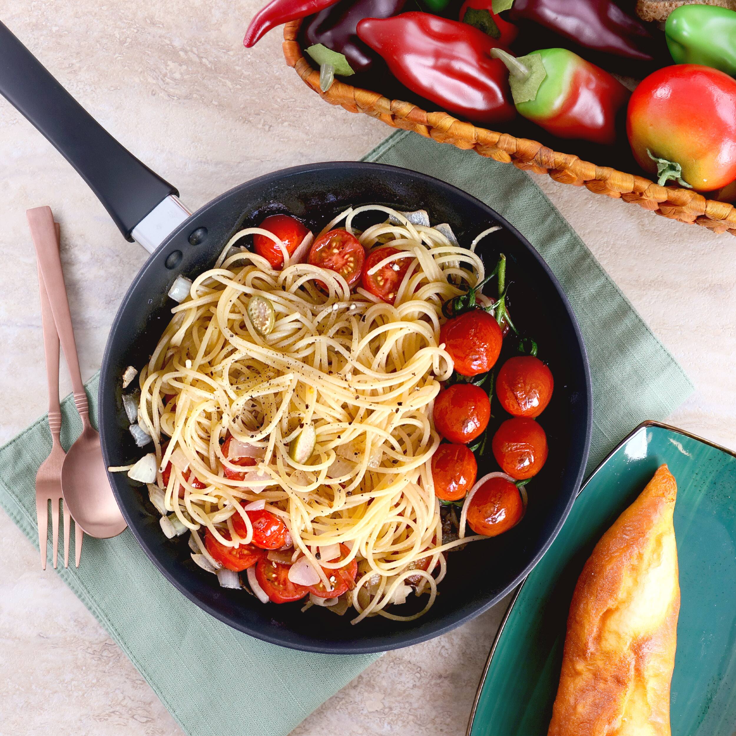 Alt View 5. Martha Stewart - Martha Stewart Everyday Doylestown 12 Inch Nonstick Aluminum Frying Pan in Black - Black.