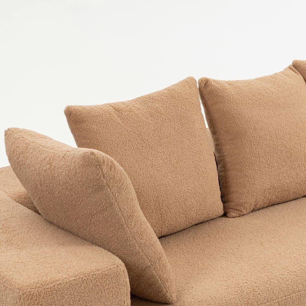 Alt View 8. Kadyn - L-Shaped Full Foam Sectional Sofa, 5 Pillows, Compressed Shipping, Flannelette, Space Saving Design, Brown - Brown.