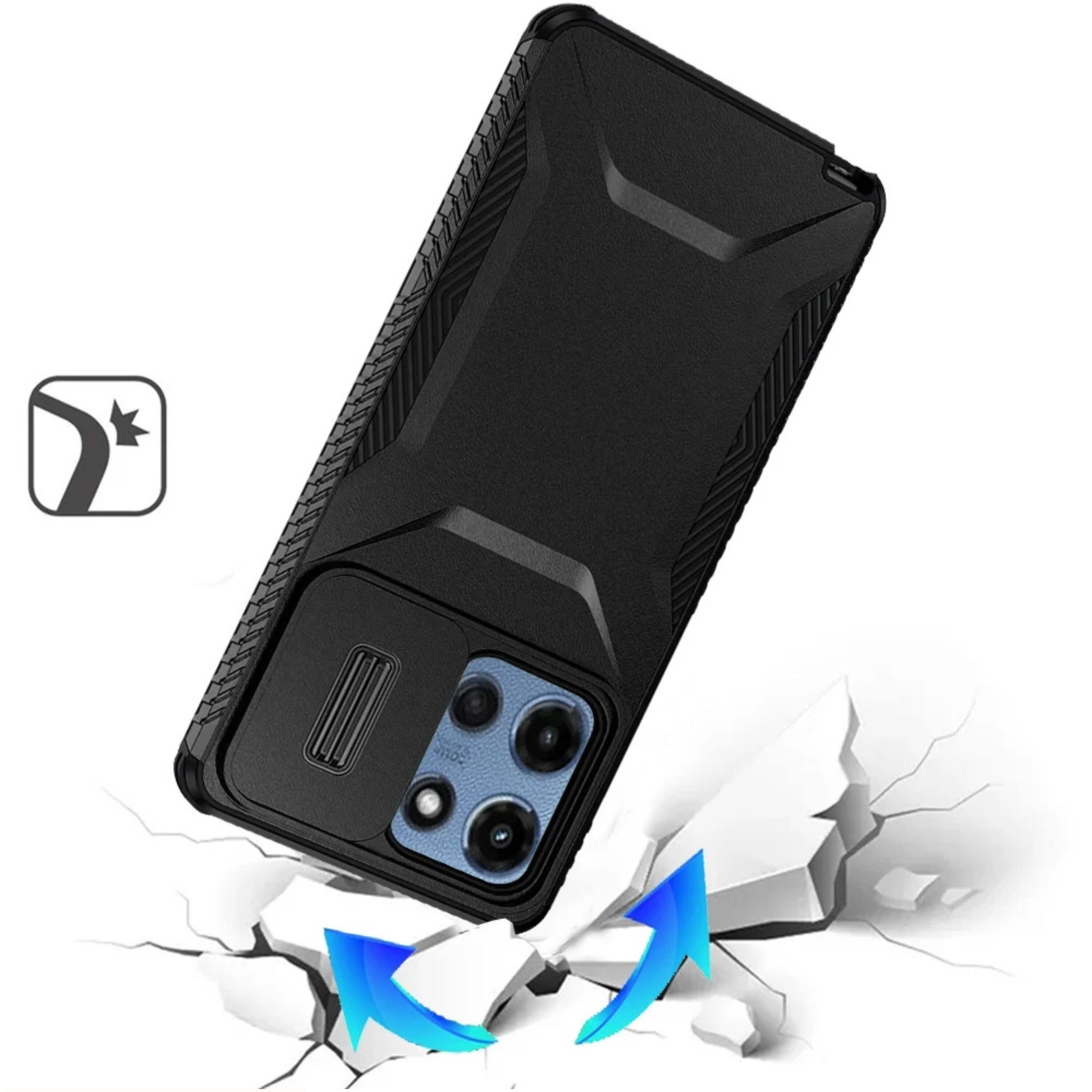 Back. Kitcheniva - Side Grip Rugged Case For Moto G 2025 2026 G Play 2026 With Sliding Camera Cover Black - Black.