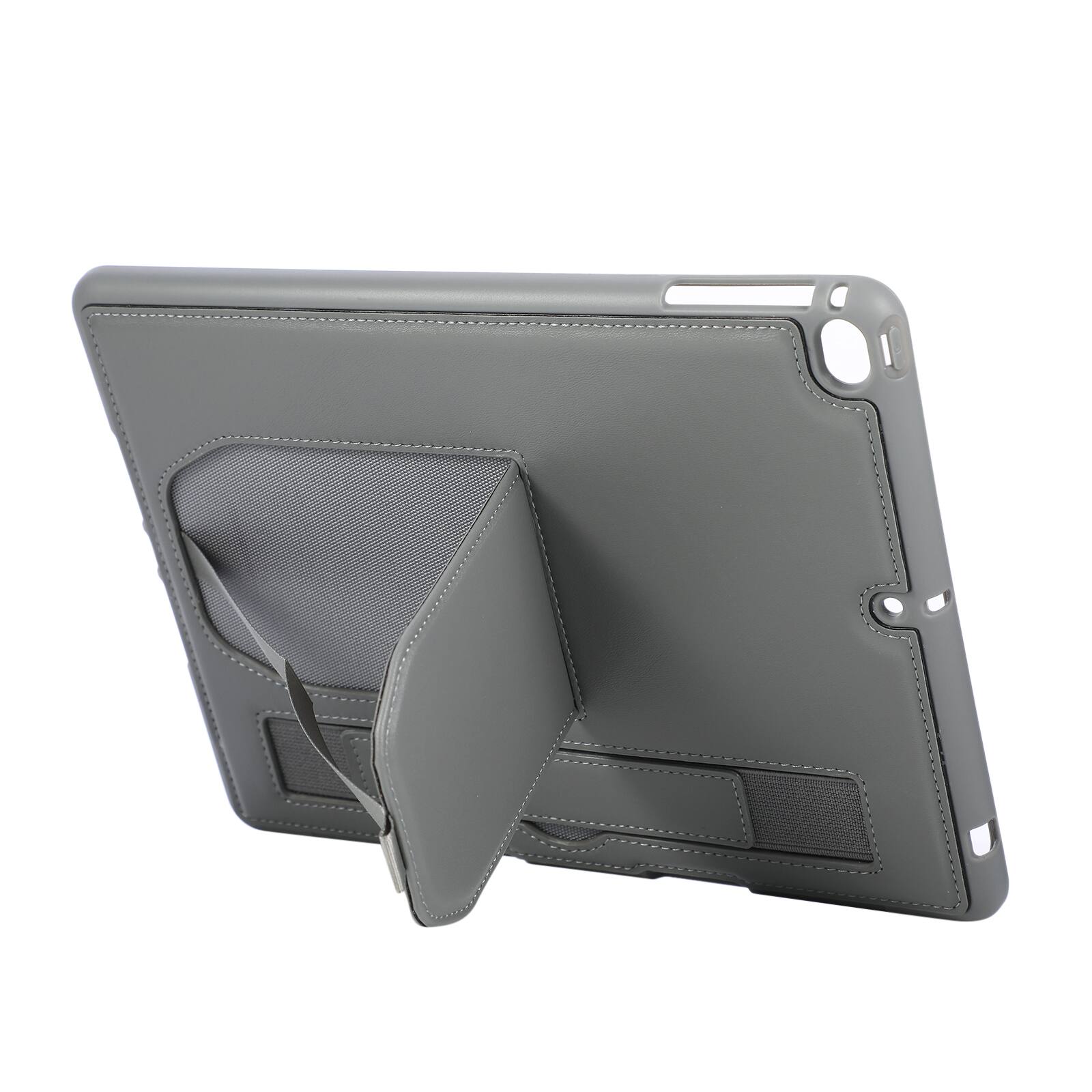 Back. Dteck - Shockproof Case for Apple iPad (6th Generation) 9.7" 2018 with Hand Strap and Kickstand, PU Leather TPU Protective Cover - Gary.