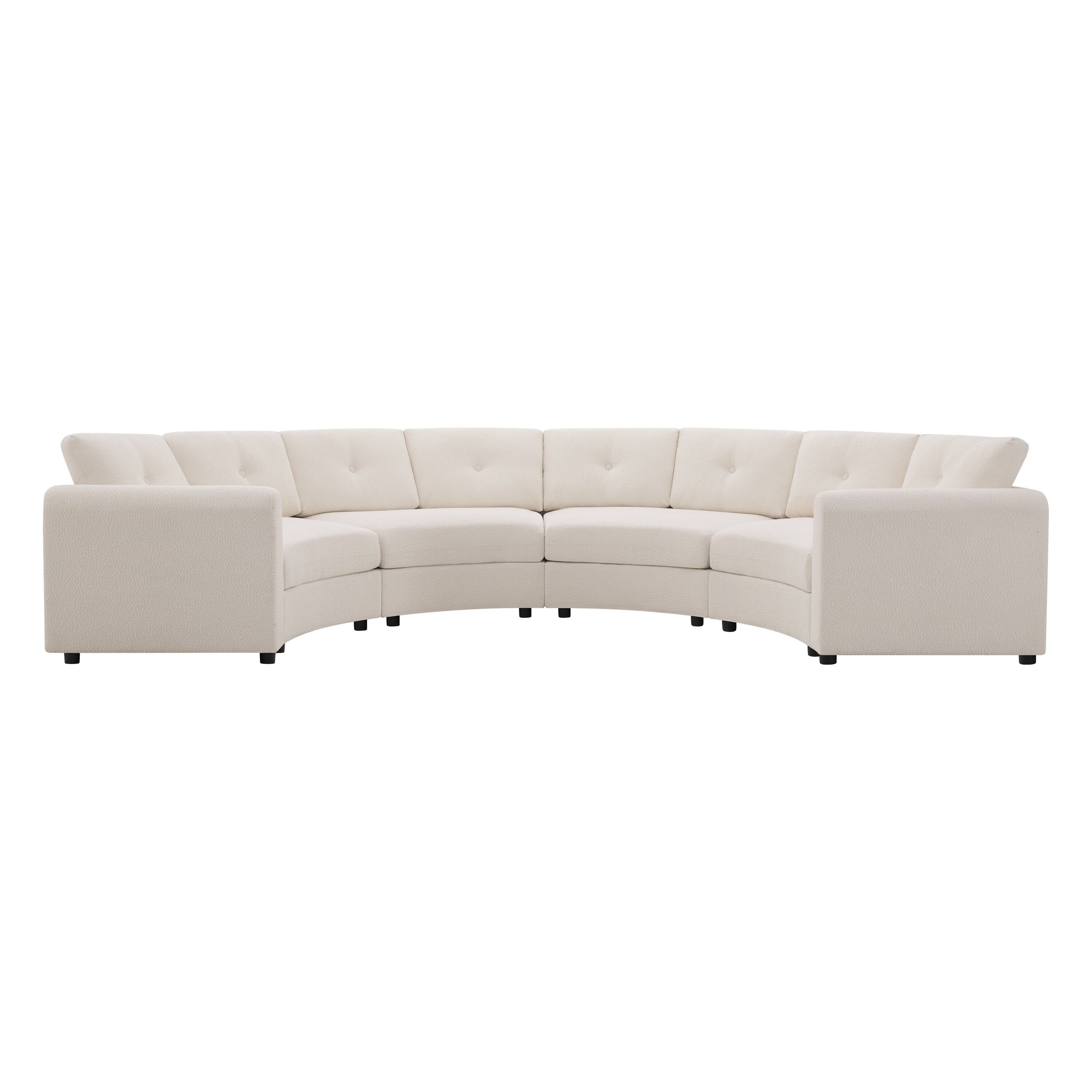 Alt View 1. Whisen - 4-Piece C-Shaped Semicircular Sectional Sofa Couch with Button Tufted Back for Living Room - Beige.
