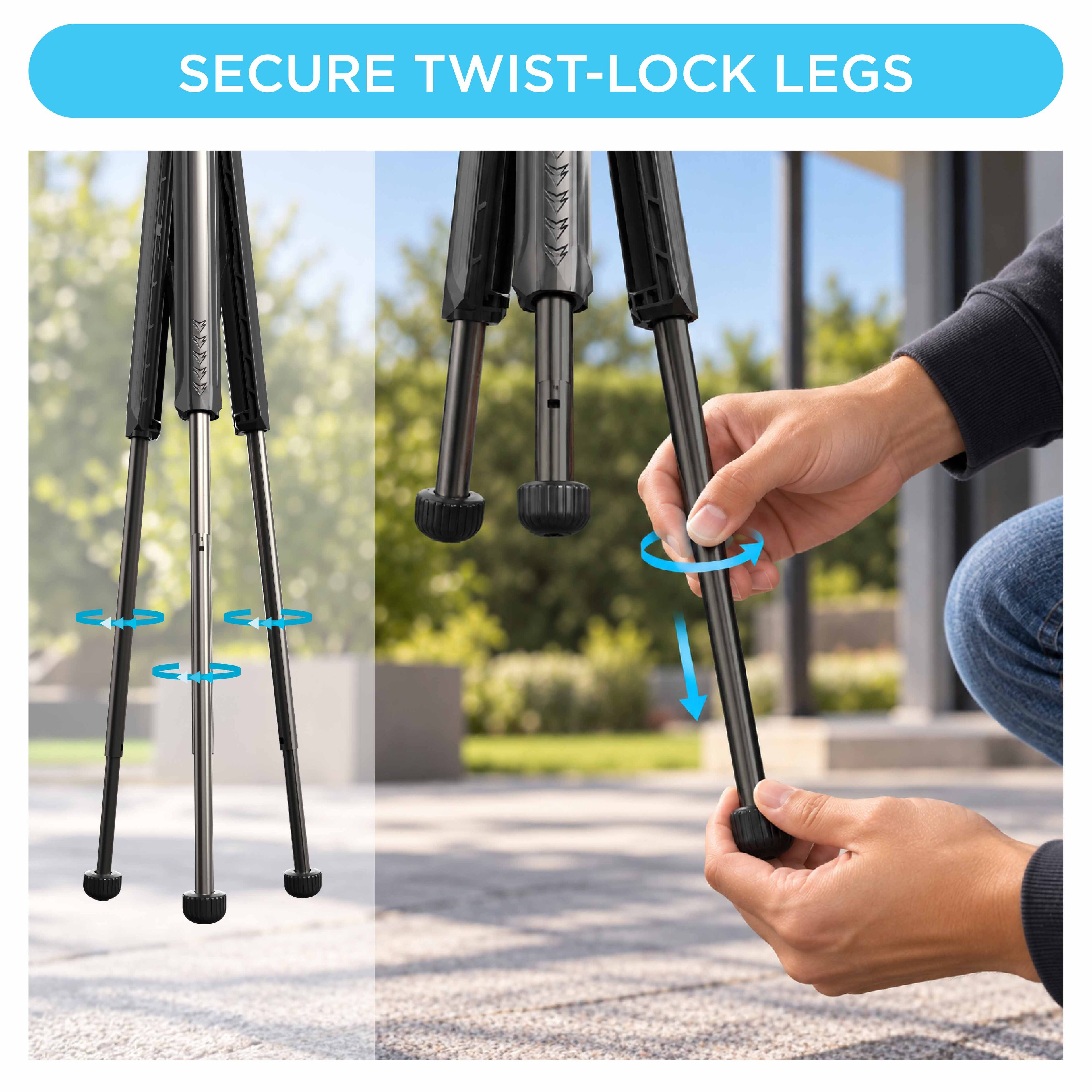 SECURE TWIST-LOCK LEGS