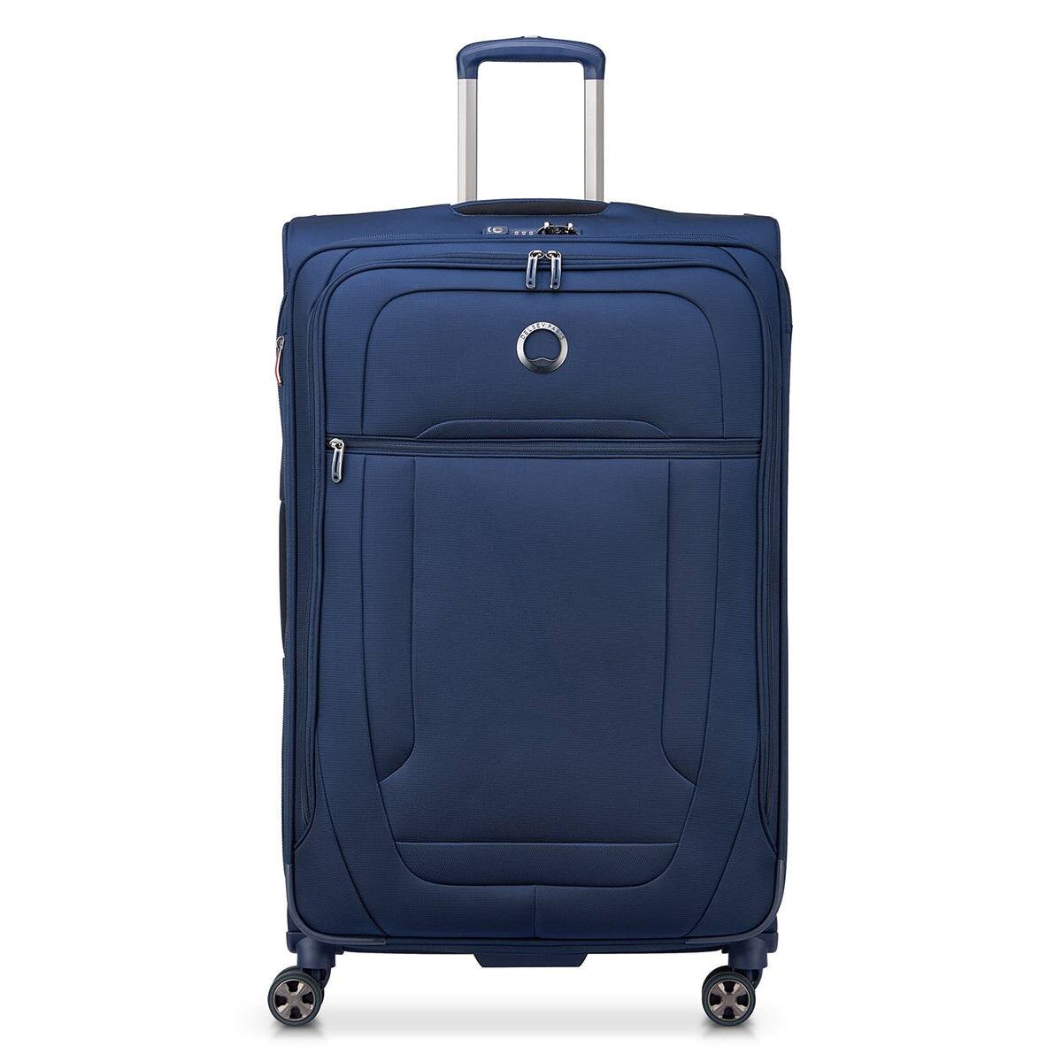 Front. Delsey - Delsey Helium DLX Checked Expandable Spinner - 29 Large - Navy.