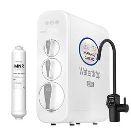 Waterdrop - G3P600 Tankless Reverse Osmosis Under-Sink Water Filter System, 600 GPD, Black Smart LED Faucet, Extra MNR35 Filter - White