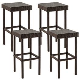 Gymax - Patio 4 PCS Rattan Wicker Bar Stool Chairs Counter Height Barstools - Mix Brown