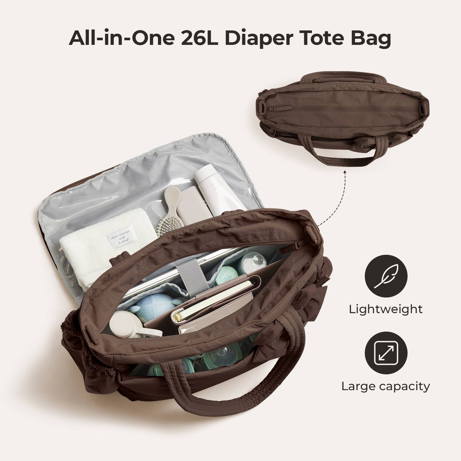 All-in-One 26L Diaper Tote Bag

Lightweight

Large capacity