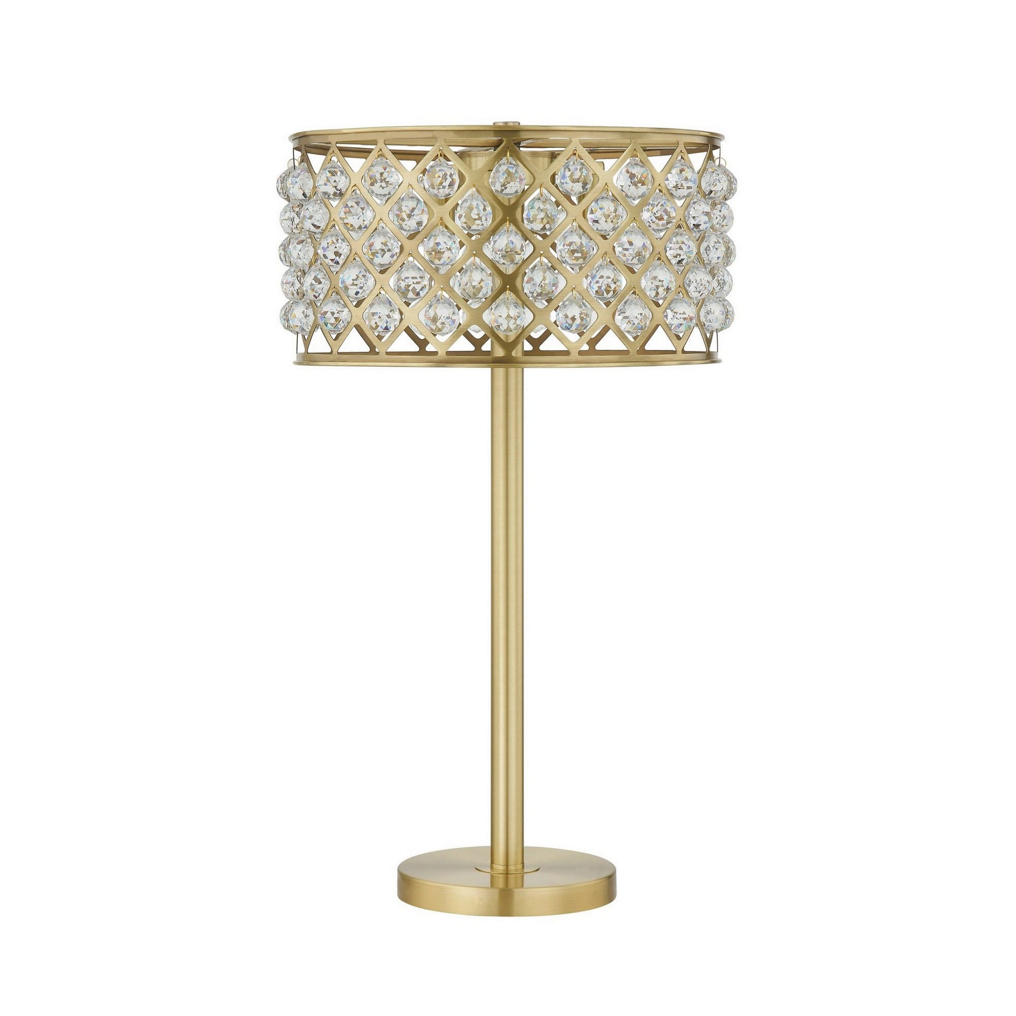 Manhattan Lane - Dany 28 Inch Table Lamp with Crystal Drum Shade, Metal Base - Gold Brass