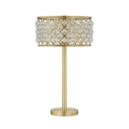 Manhattan Lane - Dany 28 Inch Table Lamp with Crystal Drum Shade, Metal Base - Gold Brass