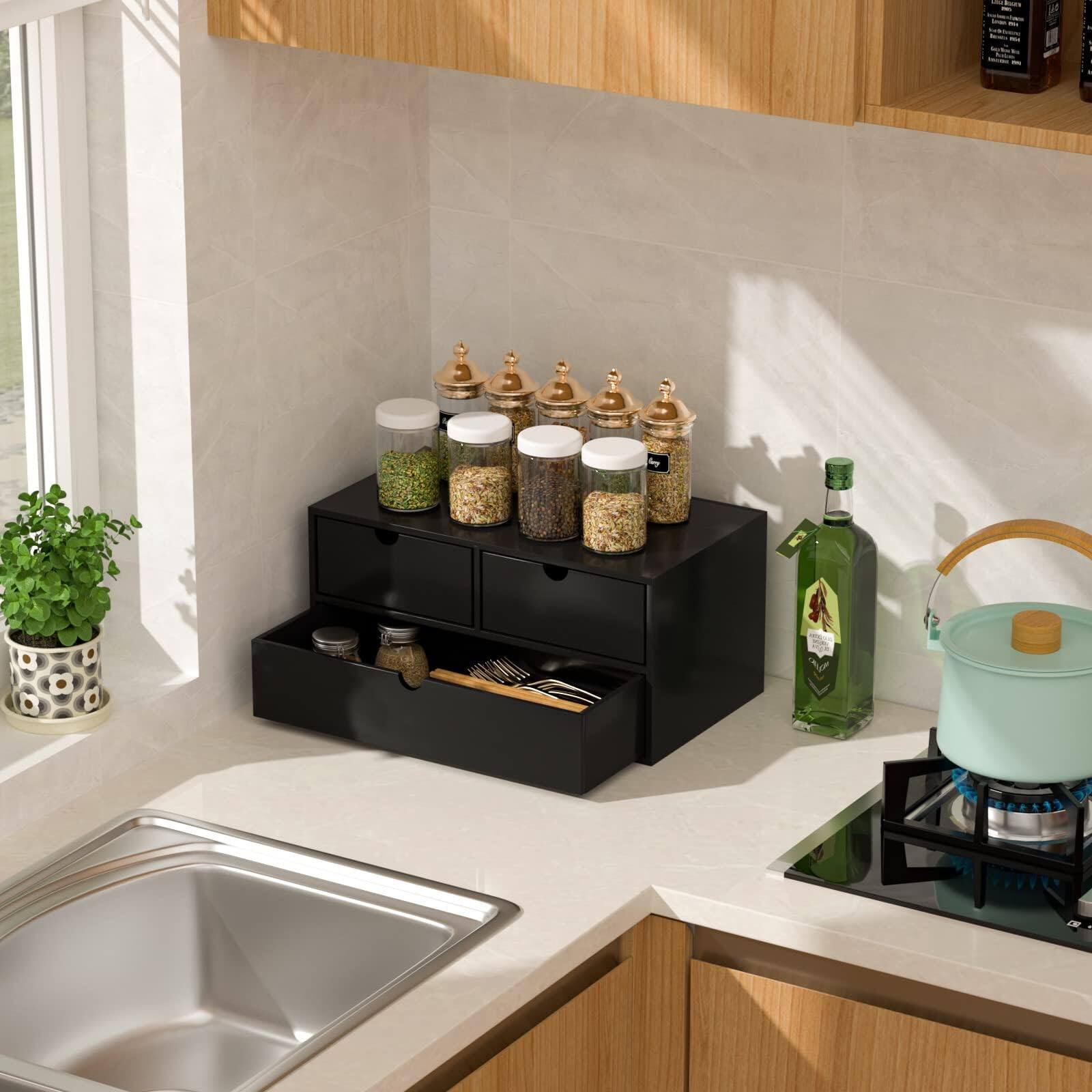 Alt View 6. Paradigms Interiors - Desk Organizer - Mini Drawer Tabletop Storage Organization For Office Or Home - Nature 2 Drawers.