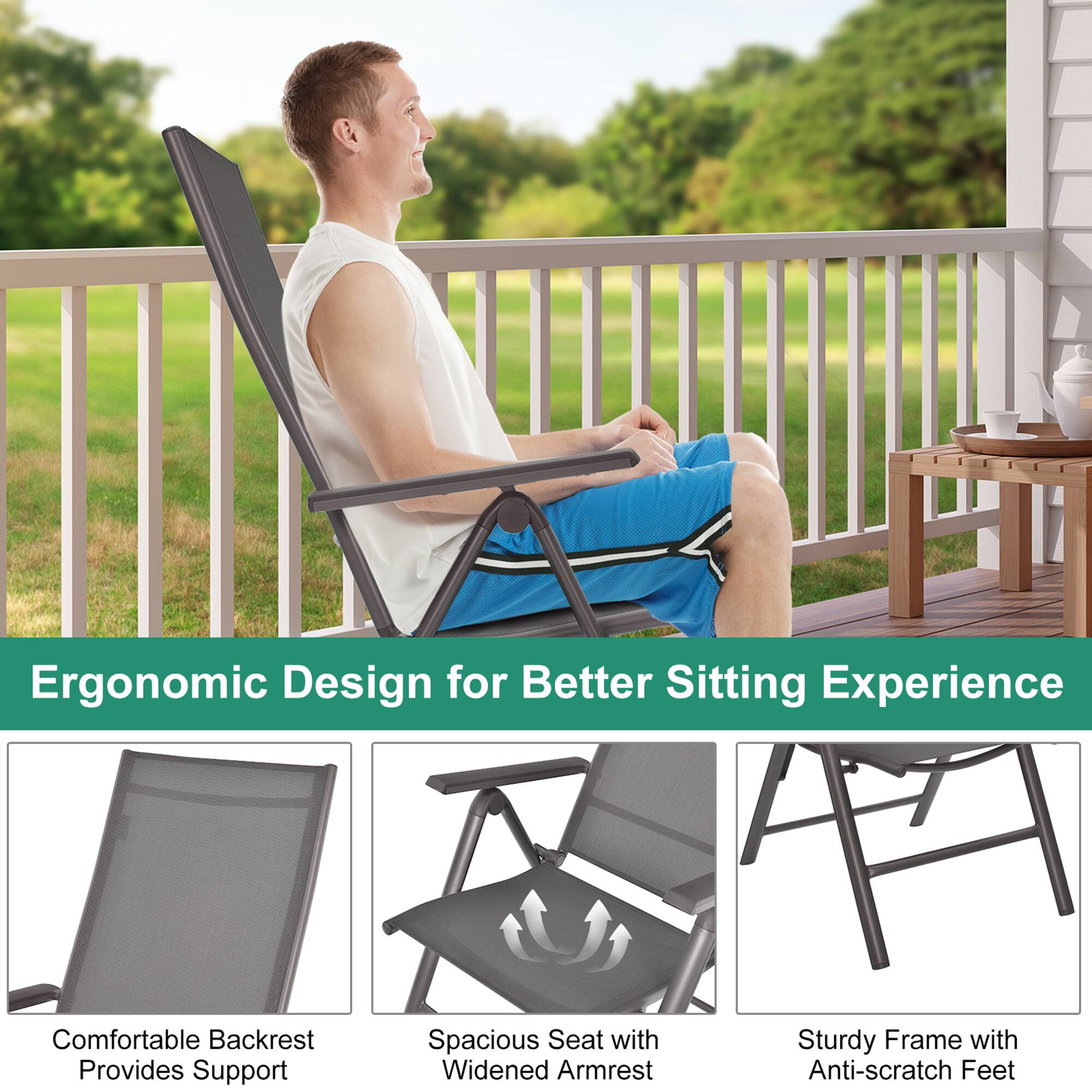 Ergonomic Design for Better Sitting Experience

- Comfortable Backrest Provides Support
- Spacious Seat with Widened Armrest
- Sturdy Frame with Anti-scratch Feet
