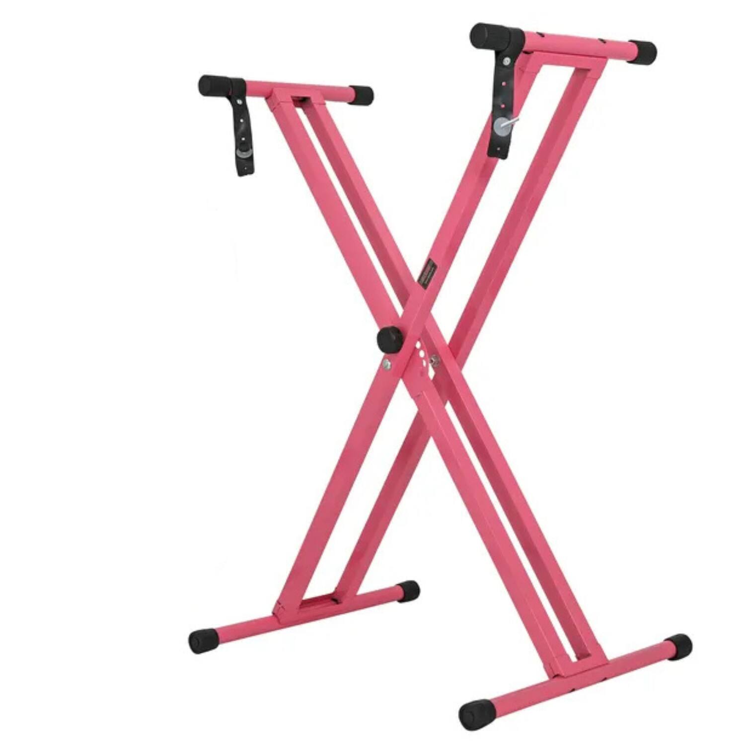 Front. Stock Preferred - Double X-Style Heavy Duty Adjustable Piano Keyboard Stand - KS 2X BPNK.