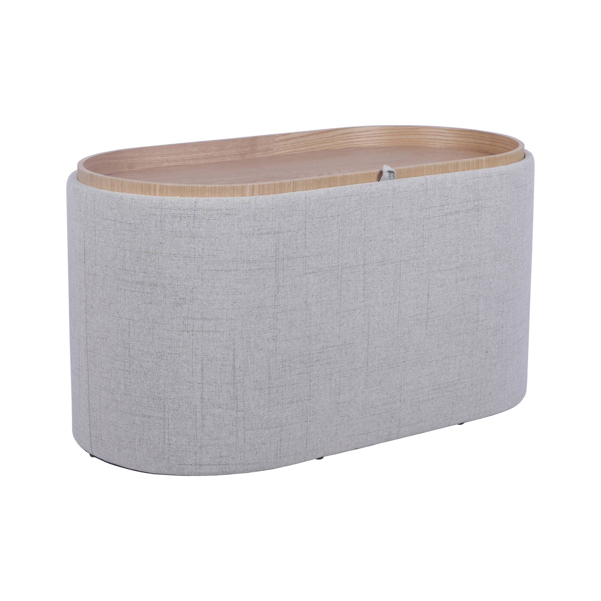 Alt View 1. GOODSILO - Versatile Storage Ottoman with Reversible Wooden Tray Top for Living Room Organization and Comfort - Natural.