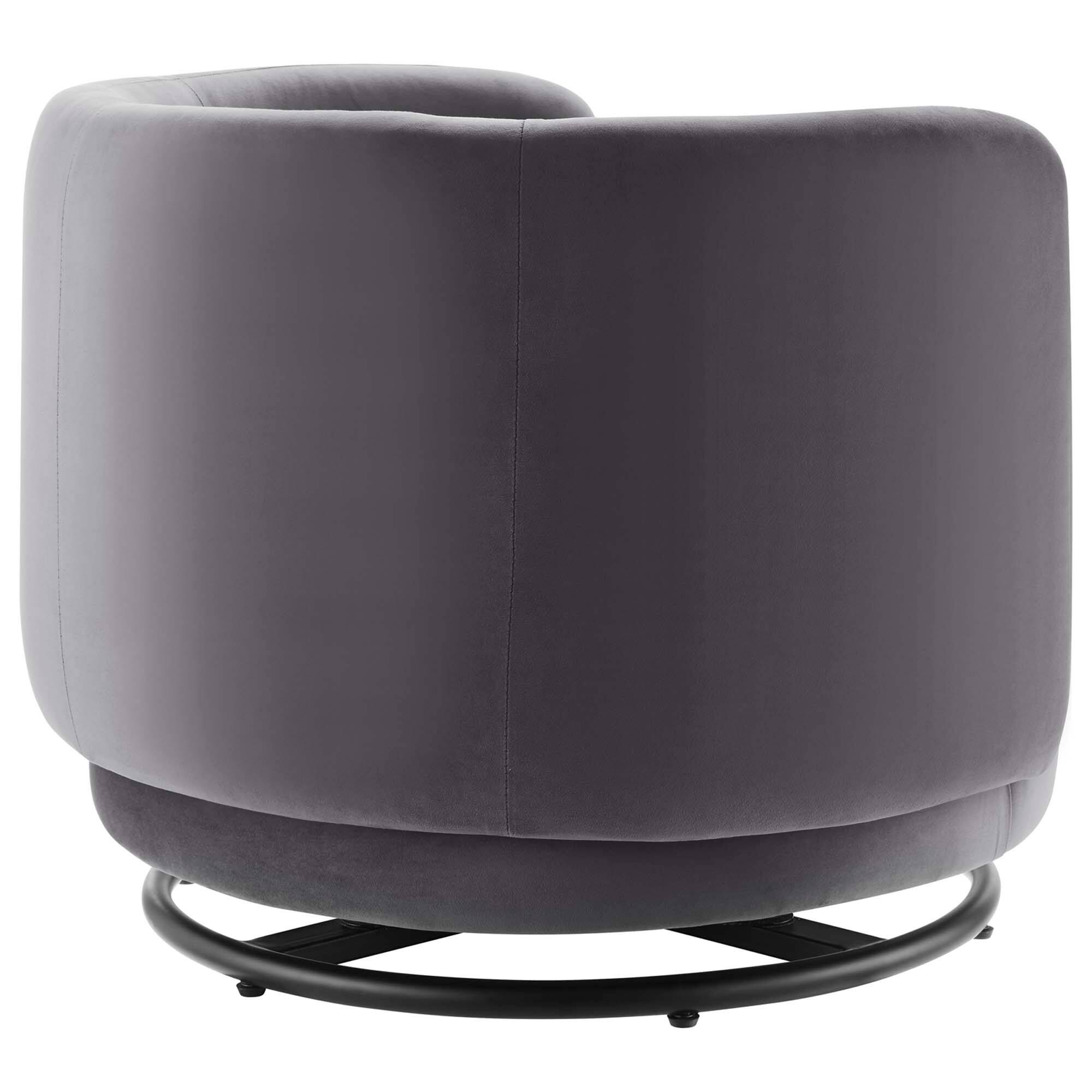 Alt View 1. Modway - Relish Performance Velvet Swivel Chair by Modway - Black Gray.