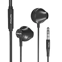 Philips - Wired Earbuds In Ear Headphones, 14.2Mm Drivers, Bass Clear Sound, Comfort Fit - Black