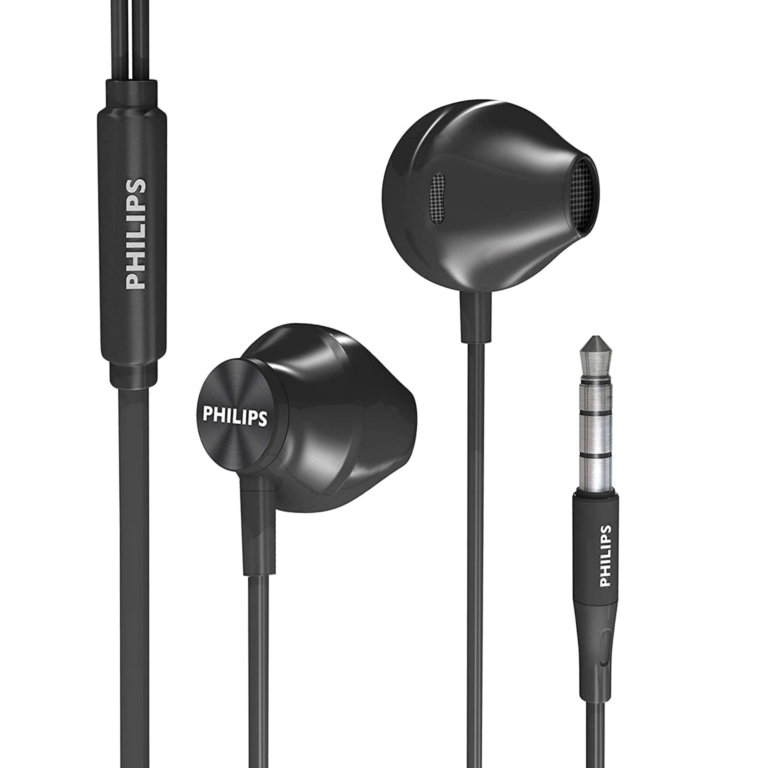 Philips - Wired Earbuds In Ear Headphones, 14.2Mm Drivers, Bass Clear Sound, Comfort Fit - Black