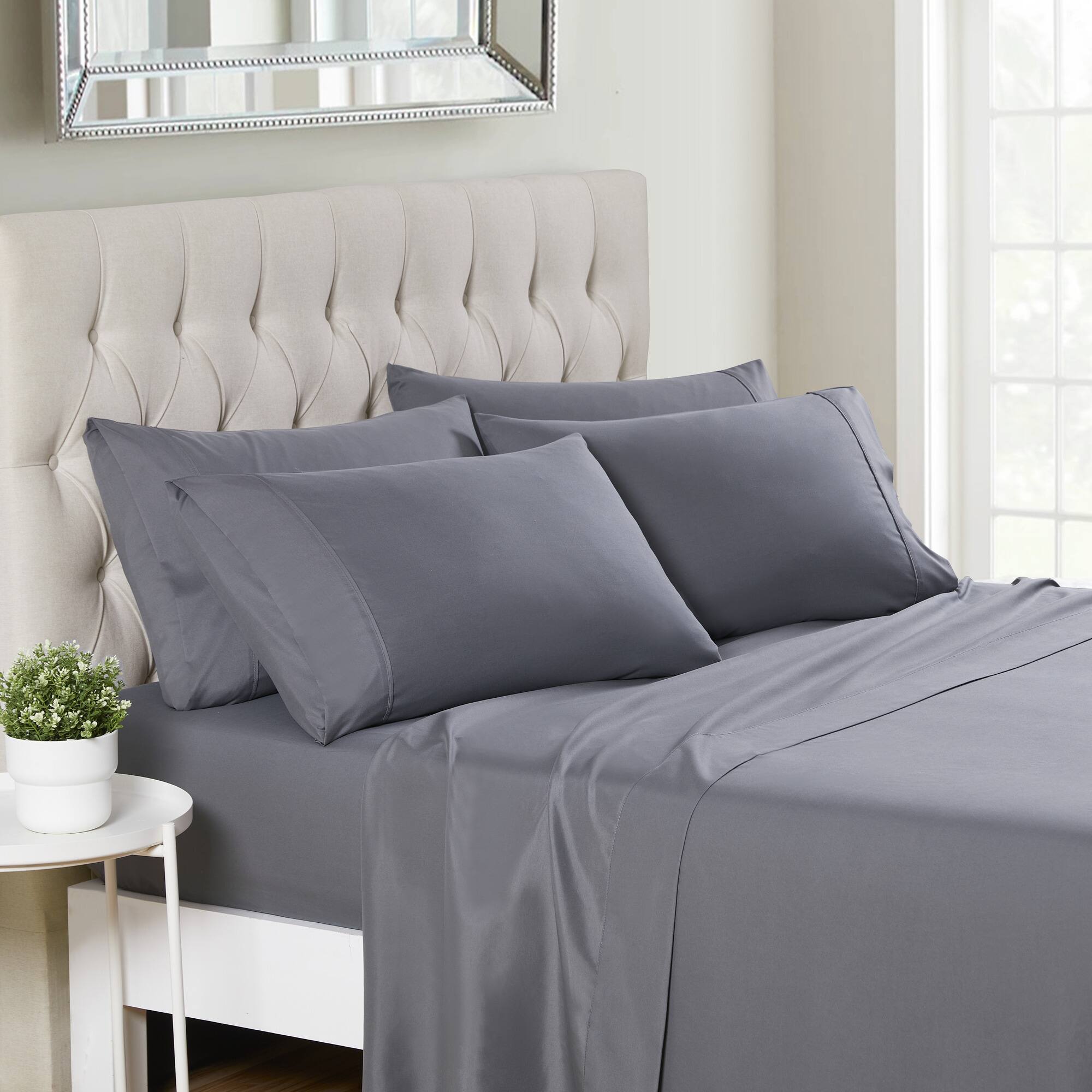 Sweet Home Collection - Deluxe Microfiber Sheet Set with Bonus Pillowcases, Ultra Soft 1500 Series, Twin - Gray