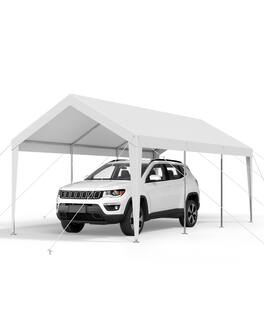 VEVOR - Carport, 10 x 20 FT Outdoor Car Canopy, Potable Carport, Heavy Duty Galvanized Car Shelter - White