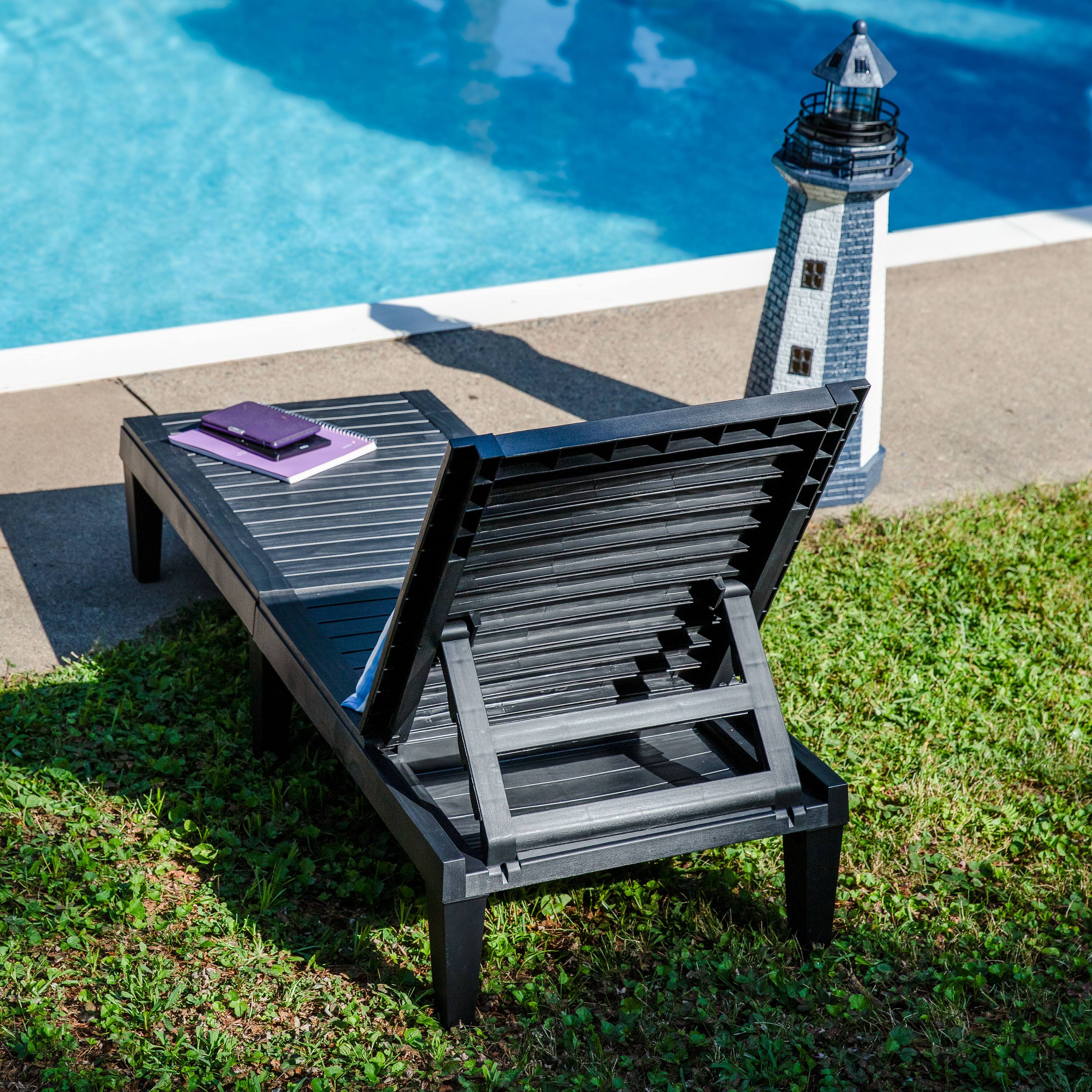 Alt View 3. Sunnydaze - 5-Position Adjustable Sun Lounger - Set of 2 - Black.