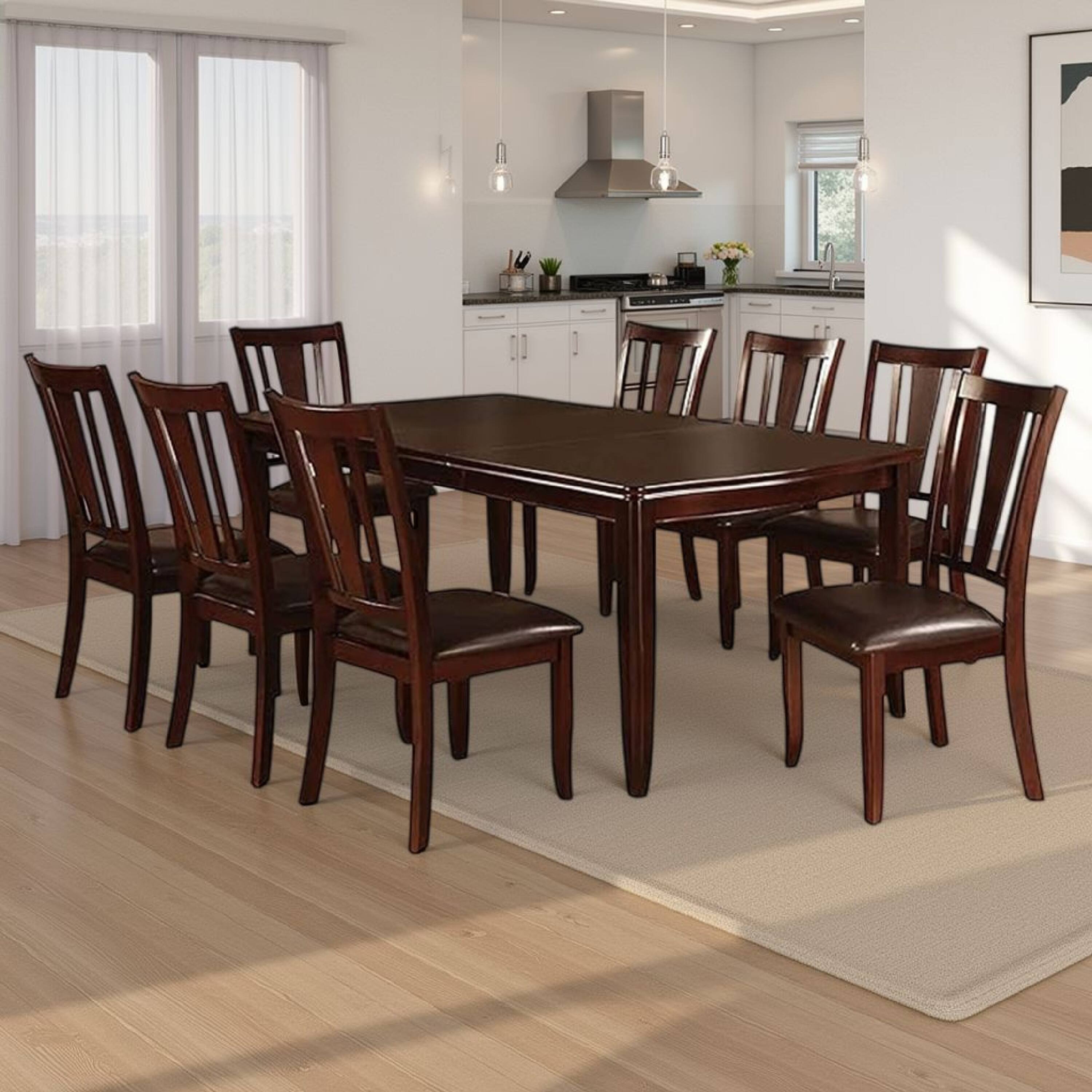 Alt View 5. Manhattan Lane - Demy 7pc Dining Table and 6 Chairs Set, Espresso Brown Faux Leather - Espresso Brown.