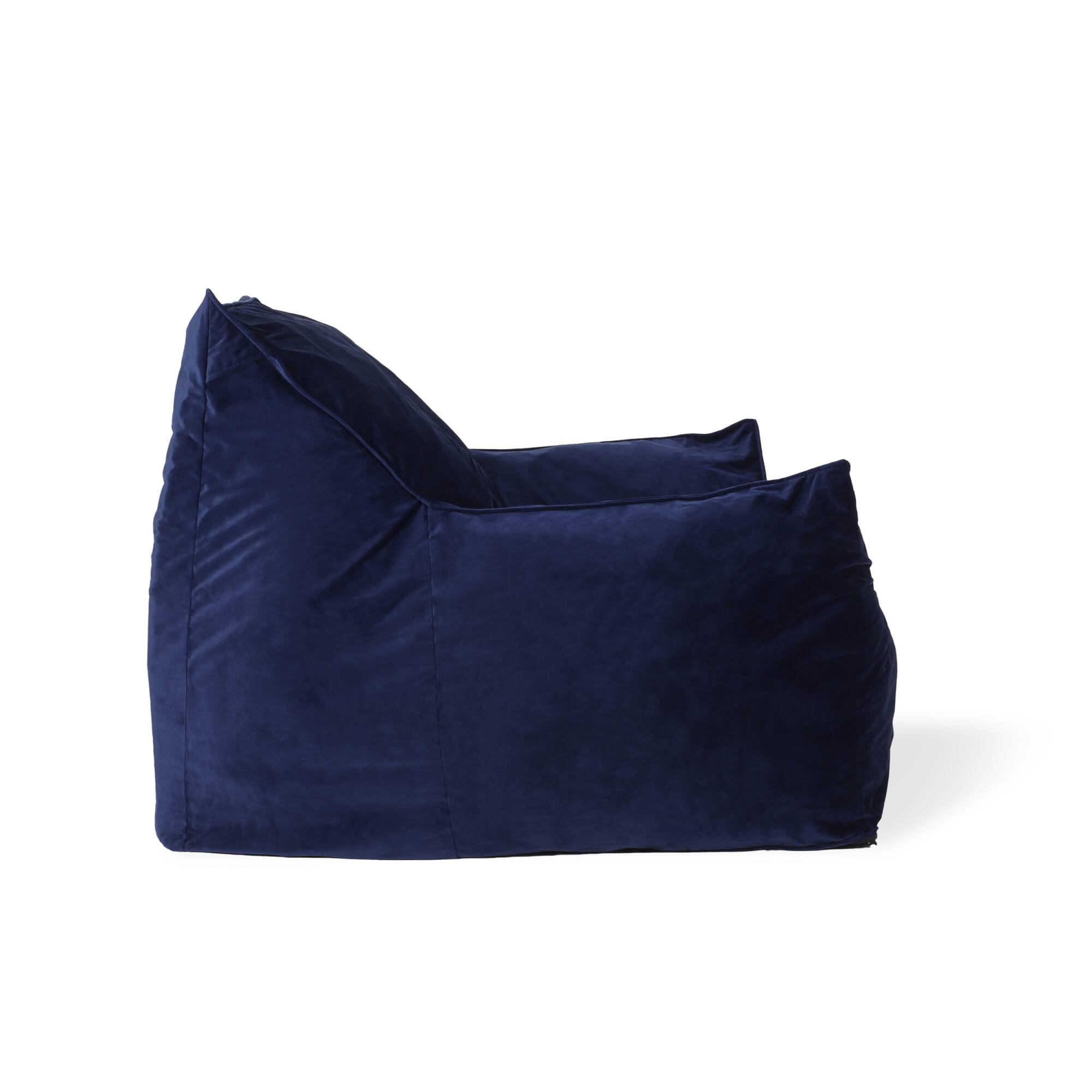 Alt View 1. GOODSILO - Luxurious Velveteen Bean Bag Chair with Comfortable Armrests for Cozy Seating - Blue Solid.