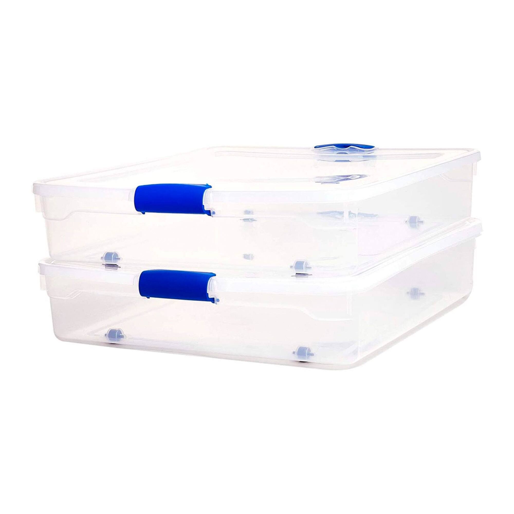 Alt View 8. Homz - Homz 56 Quart Underbed Secure Latching Clear Plastic Storage Container (4 Pack) - Blue Latch.