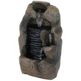 Sunnydaze - Stony Rock Waterfall Resin Indoor Tabletop Water Fountain - 11 in - Gray