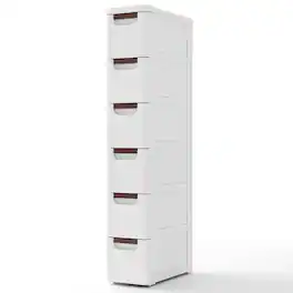 Ecooso - 6-Drawer Rolling Dresser Storage Organizer with Built-In Wheels for Small Space - White