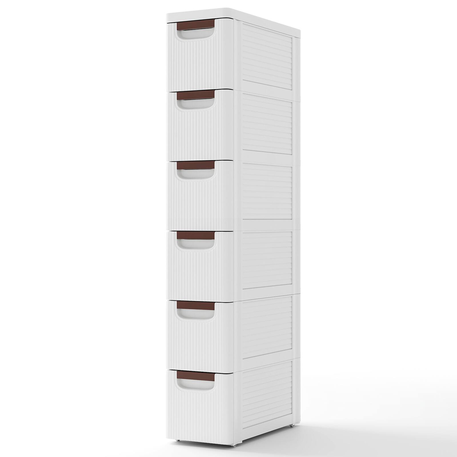 Front. Ecooso - 6-Drawer Rolling Dresser Storage Organizer with Built-In Wheels for Small Space - White.