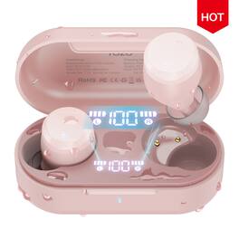 TOZO - T12 Wireless Earbuds -Ai Translation, 55H Play, Powerful Stereo Bass+, Comfort‑Fit, ENC Mic, Waterproof, Wireless Charge - Rose-Gold