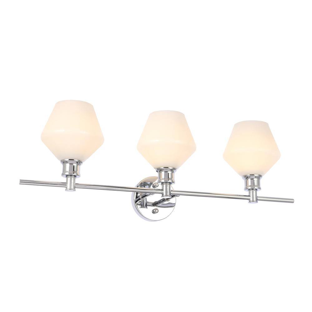 Alt View 8. Living District - Gene 3 light Chrome and Frosted white glass Wall sconce - Chrome And Frosted White Glass.
