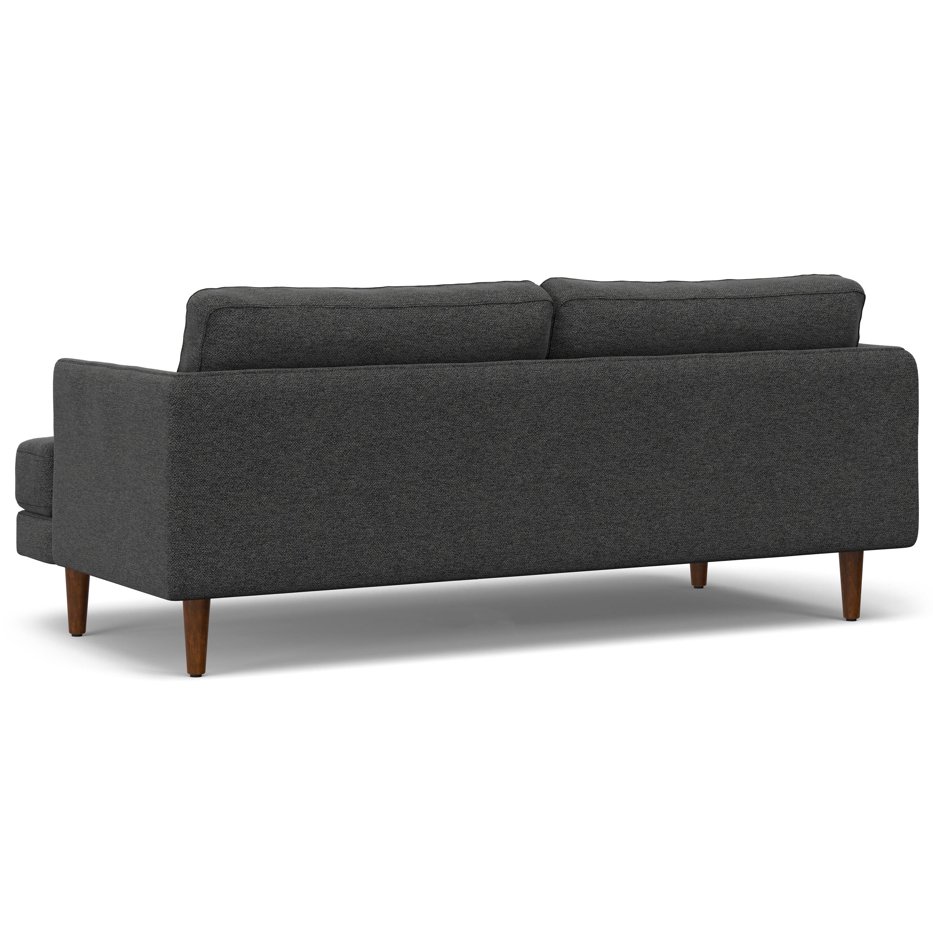 Back. Simpli Home - Livingston 76 inch Wide Mid-Century Modern Loveseat Sofa in Charcoal Grey Woven-Blend Fabric - Charcoal Grey.