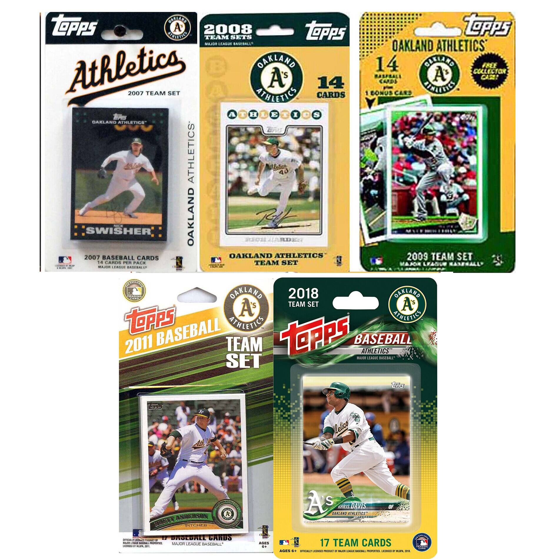 - 2008 Topps Athletics 2007 Team Set
- 2009 Topps Athletics Team Set
- 2011 Topps Athletics Team Set
- 2018 Topps Athletics Team Set
- Oakland Athletics
- Major League Baseball
- 14 Cards
- 17 Team Cards
- Swisher
- Chris Davis