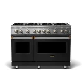 Viking - 5-Series 6.1 cu ft Freestanding all Gas Sealed Burner Range - Cast Black with Brushed Brass Accents