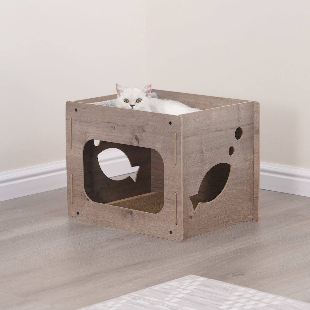 Left. PetPals - Jodie Minimalist Cat Playhouse - Brown.