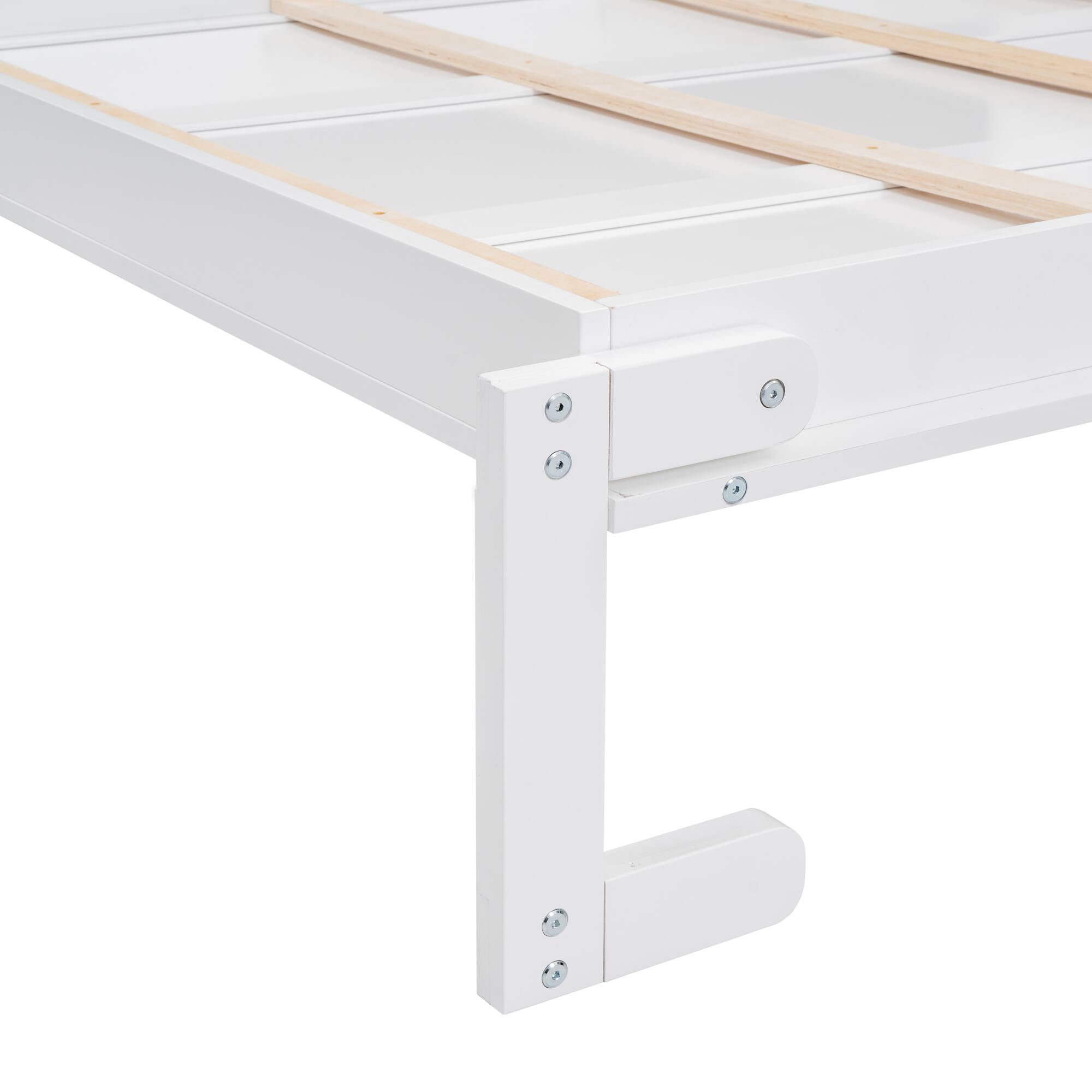 Alt View 8. Tiramisubest - Queen Size White Solid Wood + MDF Murphy Wall Bed with Shelves, Space-Saving & Comfortable - White.