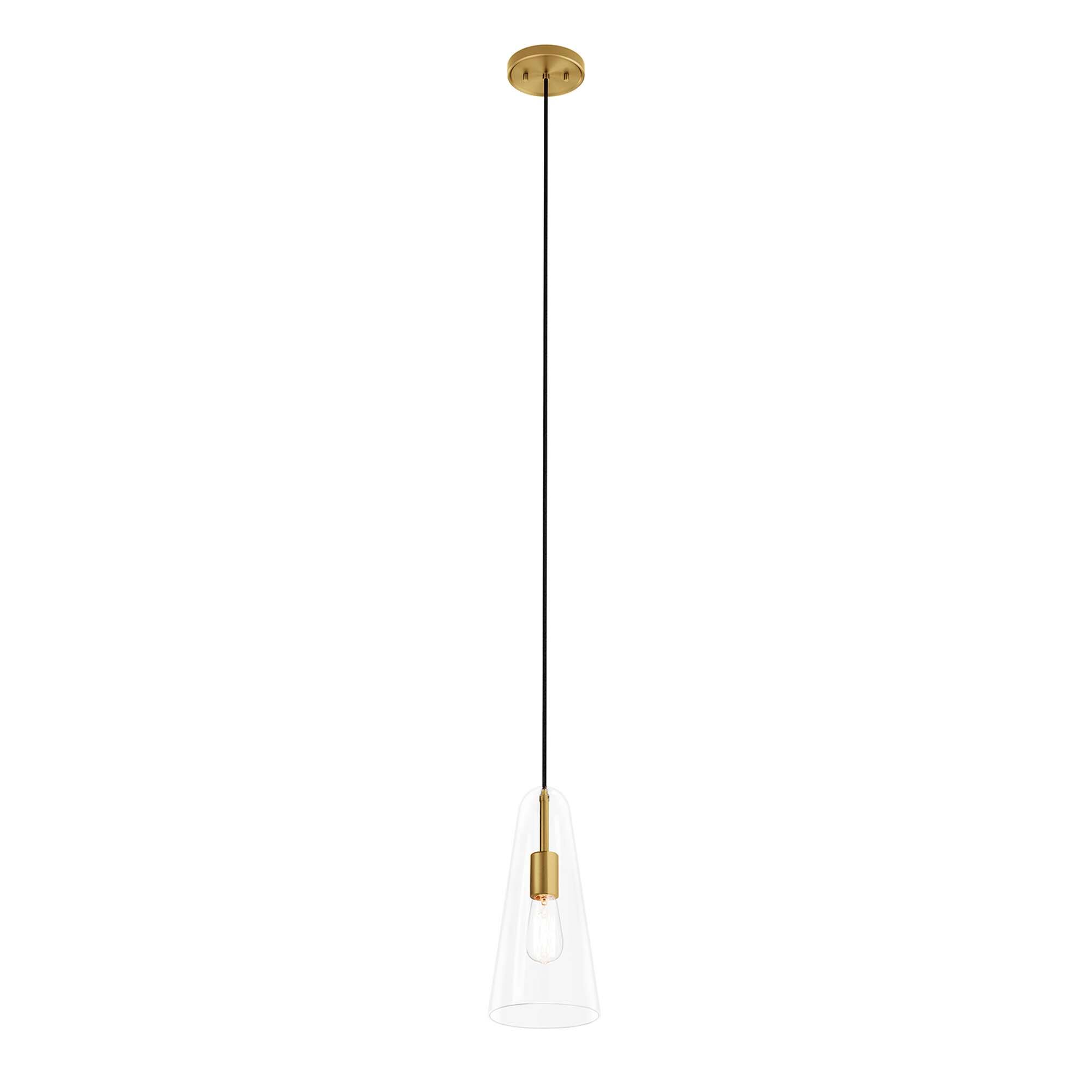 Alt View 2. Modway - Beacon 1-Light Pendant Light by Modway - Clear Satin Brass.