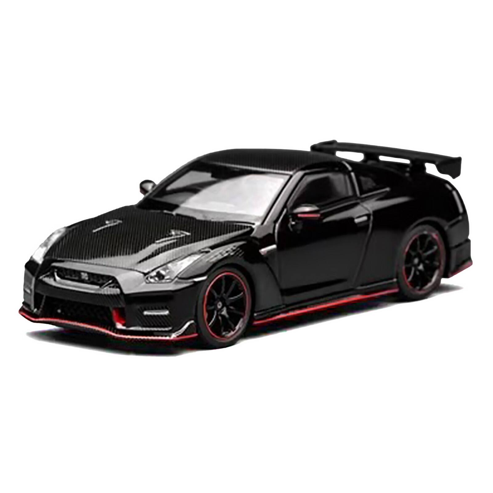 Alt View 4. MotorHelix - 2022 Nissan GT-R Nismo (R35) RHD Meteor Flake Black Pearl with Carbon Hood and Top 1/64 Diecast Model Car by MotorHelix.