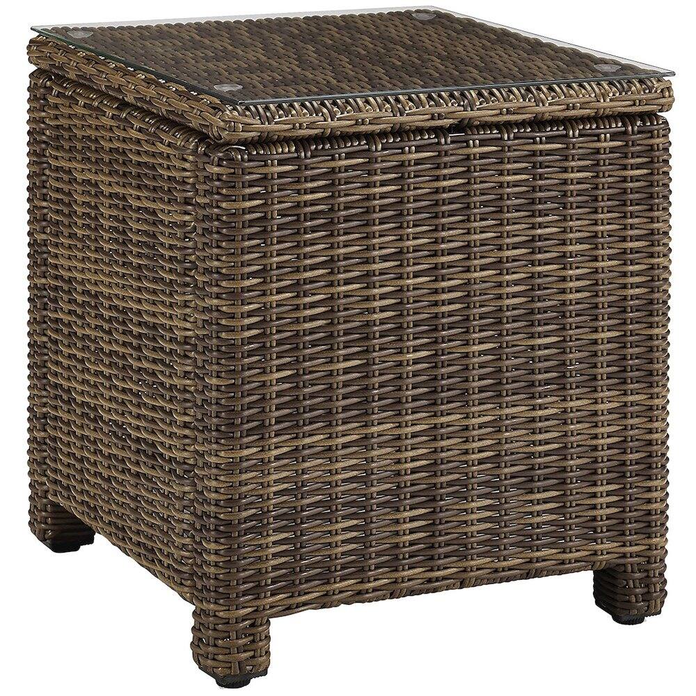 Angle. Crosley Furniture - Bradenton Wicker Outdoor Side Table - Weathered Brown.