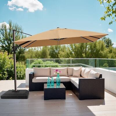 Alt View 5. Crestlive Products - Crestlive Products 12ft Aluminum Slide-tilt Cantilever Patio Umbrella with 350lbs Base - Brown.